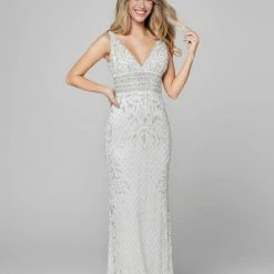 In Stock Primavera Couture 3425 Size 4 Yellow V Neck Prom Dress Evening Gown Beaded