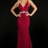 Nina Canacci 2295 Plunging Neckline Lace Prom Dress Embellished Belt