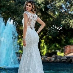 Adagio Bridal W9375 Sheer Lace Back Mermaid Wedding Dress Bridal Gown 9375 Mermaid Dresses
