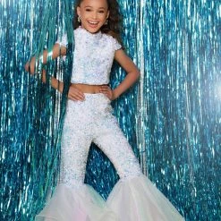 Backless Dresses Sugar Kayne C164 Girls Two Piece Fun Fashion Jumpsuit Pageant Bell Bottom Backless