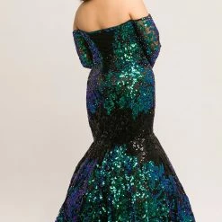 In Stock Mermaid Dresses Johnathan Kayne Sydney's Closet JK 2010 Size 18 Sequin Prom Dress Long Sleeve Mermaid
