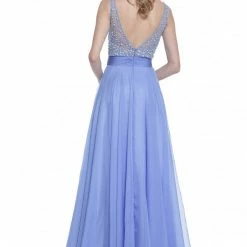 In Stock CD 255 Size 4 Fuchsia Long Chiffon Sheer Pearl Rhinestone A Line Prom Dress Pageant Gown