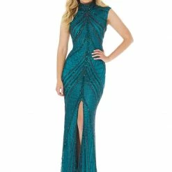 Ashleylauren Ashley Lauren 1624 High Neckline Beaded Fitted Prom Dress Sequins Evening Gown Sequin Dresses