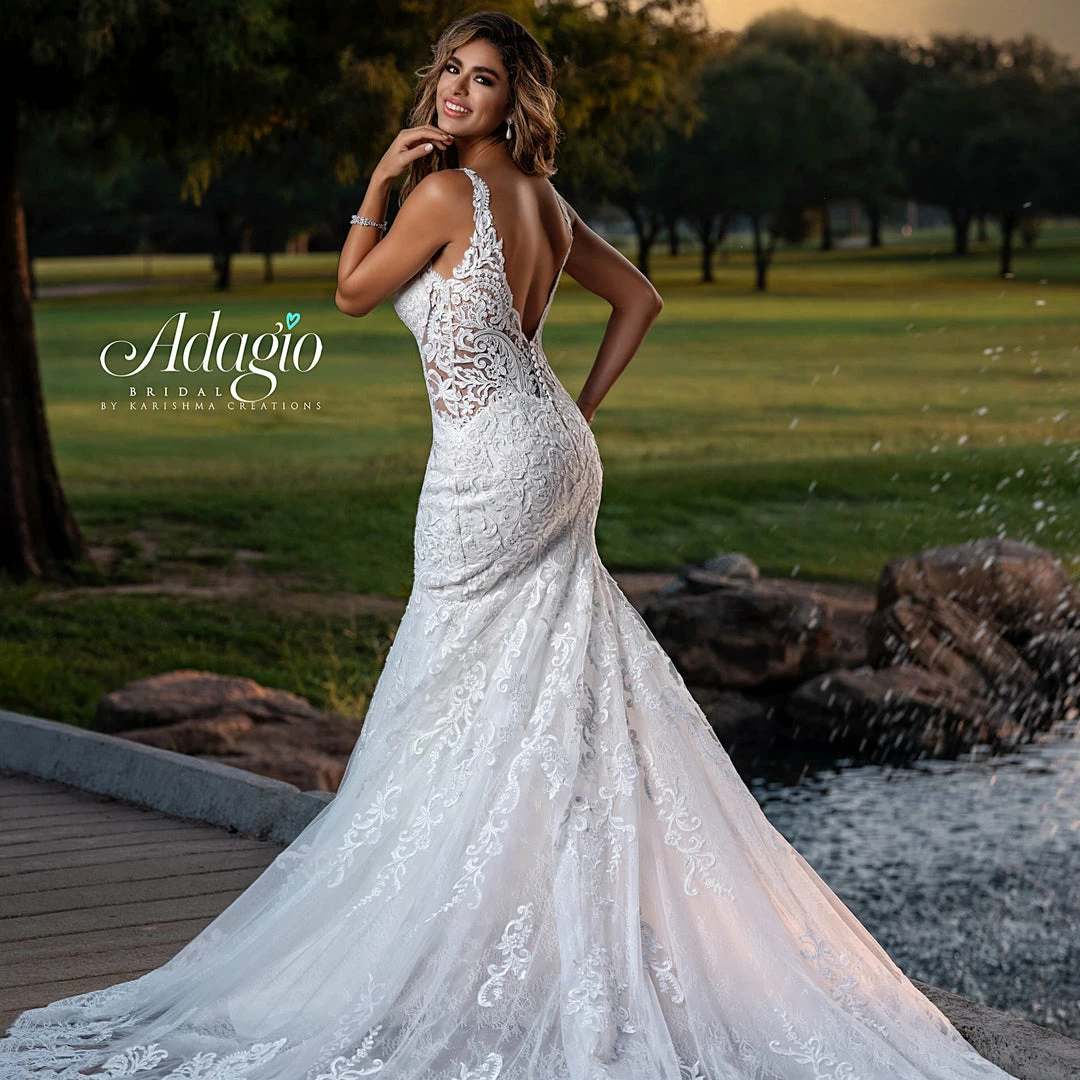 Adagio Bridal W9373 Sequin Applique Lace Wedding Dress Bridal Gown Sheer 9373 Mermaid Dresses 6 Adagio Bridal W9373 Sequin Applique Lace Wedding Dress Bridal Gown Sheer 9373 Mermaid Dresses