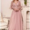 In Stock CD 0182 Size 18 A Line Shimmer Long Sheer Puff Sleeve Mother Of Dress Formal Evening Gown Long Sleeve Dresses