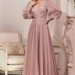 In Stock CD 0183 Size 18 Long Chiffon A Line Lace Mother Of Dress Sheer Long Sleeve Formal Gown Long Sleeve Dresses