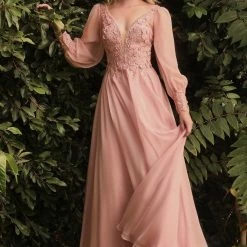 In Stock CD 0183 Size 18 Long Chiffon A Line Lace Mother Of Dress Sheer Long Sleeve Formal Gown Long Sleeve Dresses