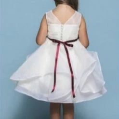 Rosebuds 5138 Short Ruffle Flower Girl Dress V Neck Girls Party Gown