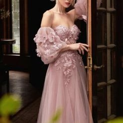 In Stock CD 962 Size 8 Long Shimmer Puff Sleeve 3D Lace Corset Formal Dress Mother Of Gown Corset Dresses 9 In Stock CD 962 Size 8 Long Shimmer Puff Sleeve 3D Lace Corset Formal Dress Mother Of Gown Corset Dresses