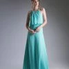 In Stock CD 130 Size 8 Long Chiffon Halter Formal Dress Draped Bodice Bridesmaid Gown