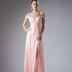 In Stock CD 518 Size 16 Long A Line Off The Shoulder Formal Dress Slit Bridesmaids Mother Of Gown
