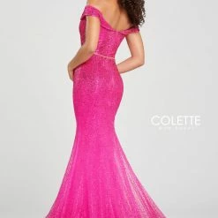 In Stock Mermaid Dresses COLETTE 12048 Size 12 Long Glitter Mermaid Dress Off The Shoulder Pageant Prom