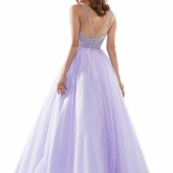 Colors Dress 2619 Prom Dress Embroidered Sheer Bodice With Heat Stones And A Line Tulle Skirt With Plunged Neck Line Ballgown Dresses 9 Colors Dress 2619 Prom Dress Embroidered Sheer Bodice With Heat Stones And A Line Tulle Skirt With Plunged Neck Line Ballgown Dresses