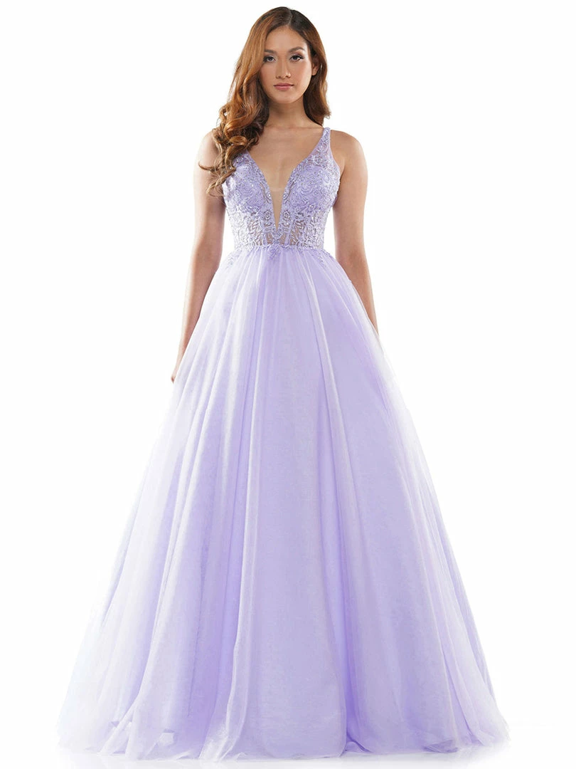 Colors Dress 2619 Prom Dress Embroidered Sheer Bodice With Heat Stones And A Line Tulle Skirt With Plunged Neck Line Ballgown Dresses 4 Colors Dress 2619 Prom Dress Embroidered Sheer Bodice With Heat Stones And A Line Tulle Skirt With Plunged Neck Line Ballgown Dresses