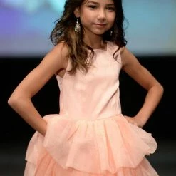 In Stock Marc Defang 5027 Girls Size 14 High Neck Ruffle High Low Detachable Skirt Pageant Dress