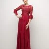 In Stock Long Sleeve Dresses CD 781 Size 10 Long Sheer Lace Sleeve Mother Of Formal Dress Chiffon Wedding Guest