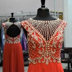 In Stock Jovani JVN31435 Size 6 Red Sleeveless Beaded Illusion Prom Dress Gown Beaded Backless Dresses 8 In Stock Jovani JVN31435 Size 6 Red Sleeveless Beaded Illusion Prom Dress Gown Beaded Backless Dresses