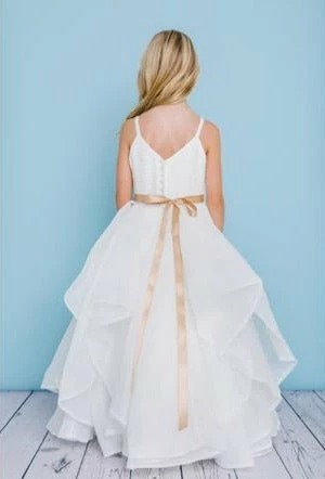 In Stock Rosebuds 5132 Long Layer Ruffle Flower Girl Dress V Neck First Communion Size 12 4 In Stock Rosebuds 5132 Long Layer Ruffle Flower Girl Dress V Neck First Communion Size 12