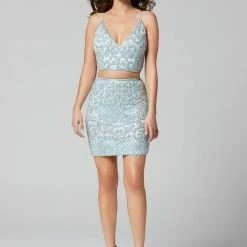 In Stock Primavera Couture 3321 Cocktail Dress Two Piece Beaded Homecoming Dress Fitted Size 2