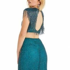 Ashleylauren Ashley Lauren 4397 Two Piece Fringe Short Cocktail Dress Homecoming Dress Sequin Dresses