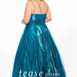 In Stock Ballgown Dresses Tease Prom 2046 Size 16 Teal Shimmer Ball Gown Prom Dress Evening Gown