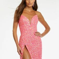 Ashleylauren Ashley Lauren 11143 Strapless Sequin Fitted V Neck Slit Pageant Gown Formal Peak Points Sequin Dresses 27 Ashleylauren Ashley Lauren 11143 Strapless Sequin Fitted V Neck Slit Pageant Gown Formal Peak Points Sequin Dresses
