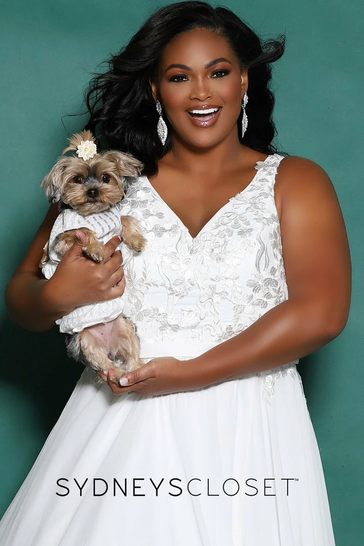 Sydney's Closet SC5252 V Neckline A Line Plus Sized Wedding Dress SC 5252 Joni Bridal 6 Sydney's Closet SC5252 V Neckline A Line Plus Sized Wedding Dress SC 5252 Joni Bridal
