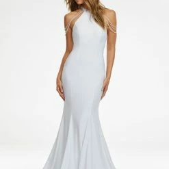 Ashleylauren Ashley Lauren 11170 High Neck Jersey Evening Gown With Beaded Shoulder Draping Mermaid Dresses 25 Ashleylauren Ashley Lauren 11170 High Neck Jersey Evening Gown With Beaded Shoulder Draping Mermaid Dresses