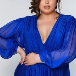 Johnathan Kayne For Sydney's Closet JK2209 Plus Sized Prom Dress Chiffon Long Sleeves JK 2009