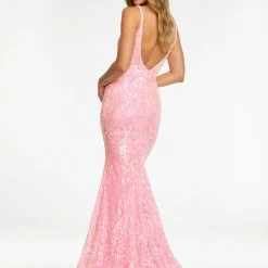 Ashleylauren Mermaid Dresses Ashley Lauren 11113 Long Fitted Sequin Formal Prom Dress Pageant Gown V Neck