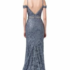 In Stock DQ 2772 Size 16 Long Glitter Embellished Off The Shoulder Formal Dress Prom Evening Gown Mermaid Dresses