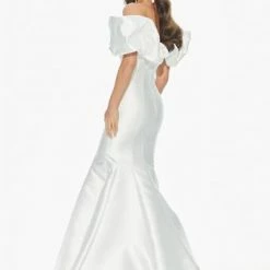 Ashleylauren Ashley Lauren 11057 Off The Shoulder Mikado Prom Dress With Oversized Ruffles