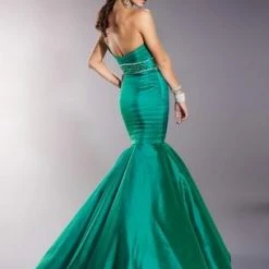 In Stock Tiffany Exclusive 46767 Emerald Size 10 Mermaid Pageant Dress On Shoulder Mermaid Dresses