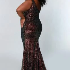 Sequin Dresses Johnathan Kayne For Sydney's Closet JK2219 Plus Sized Prom Dress Sequins V Neckline JK 2219