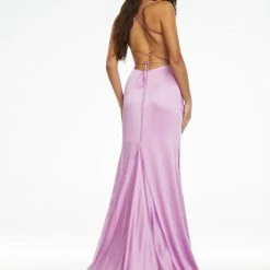 Ashleylauren Corset Dresses Ashley Lauren 11162 Spaghetti Strap Ruched Satin Evening Gown