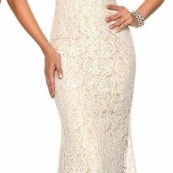 In Stock Envious Couture 1118 Ivory/Nude Sweetheart Neckline Lace Prom Dress