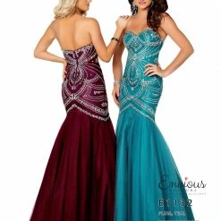 In Stock Envious Couture E 1132 Size 2, 14 Plum Embellished Mermaid Prom Dress Mermaid Dresses