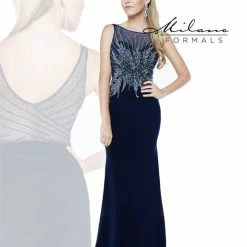 In Stock Milano Formals 1862 Sleeveless Gown In Navy Size 2, 4 Prom Dress Pageant Gown