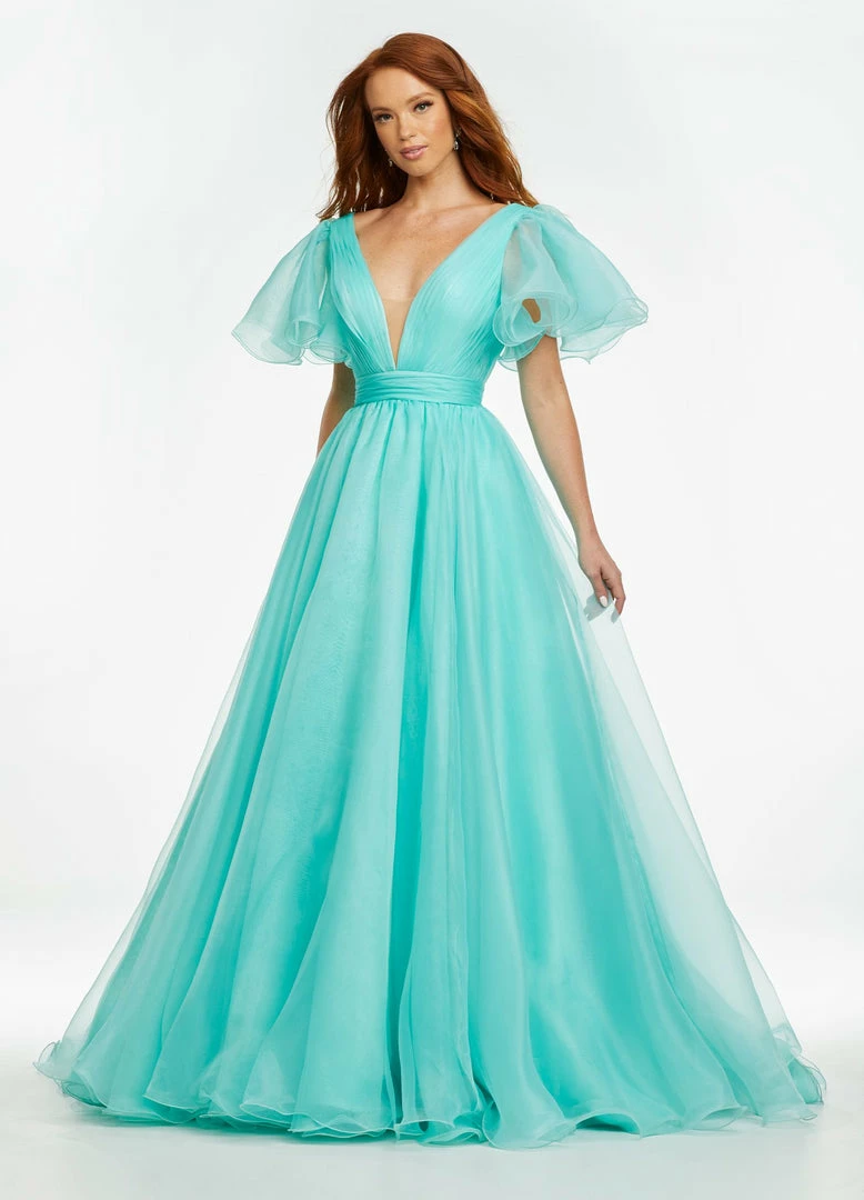 Ashleylauren Ashley Lauren 11153 Organza Prom Dress Ball Gown With Flutter Sleeve 6 Ashleylauren Ashley Lauren 11153 Organza Prom Dress Ball Gown With Flutter Sleeve
