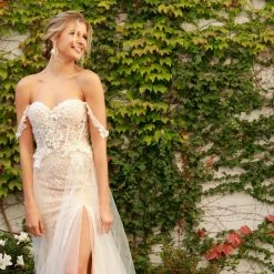 In Stock Nox Anabel E441 Size 4, 10, 14 Off The Shoulder Sheer Lace Wedding Dress Slit Overskirt Bridal Gown Boho 23 In Stock Nox Anabel E441 Size 4, 10, 14 Off The Shoulder Sheer Lace Wedding Dress Slit Overskirt Bridal Gown Boho