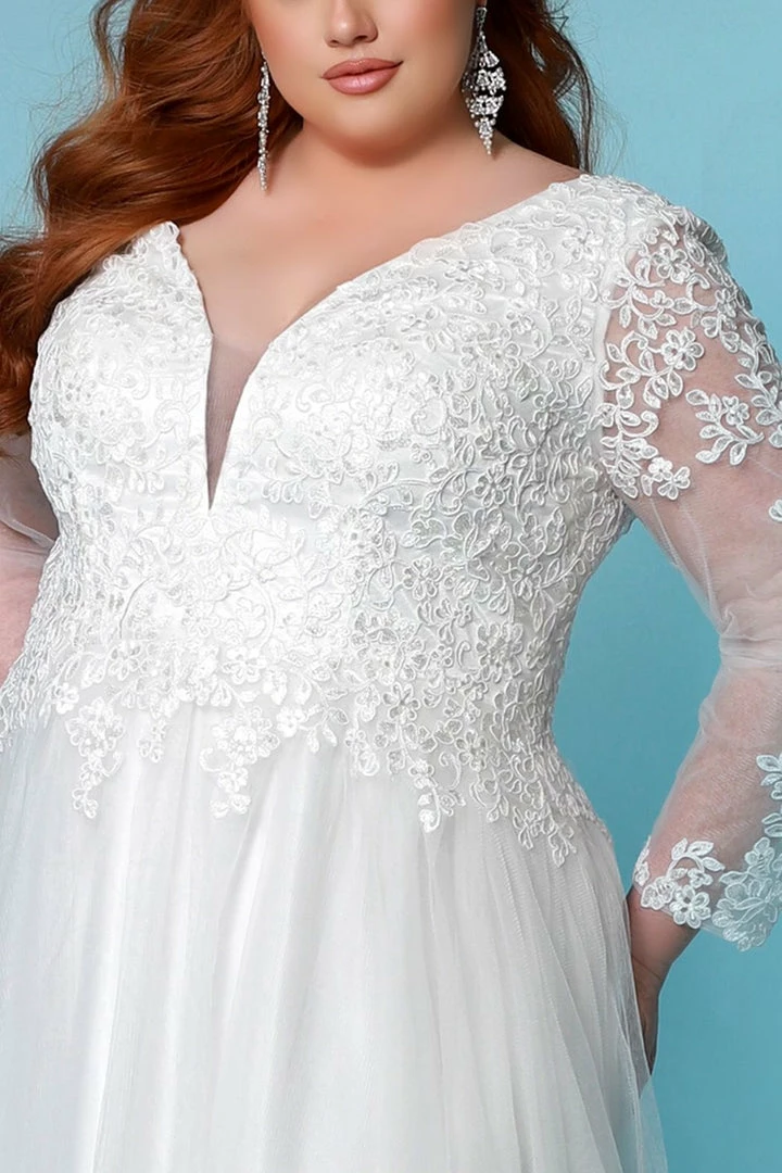Corset Dresses Sydney's Closet SC5271 Wedding Dress Long Sheer Lace Sleeves Chapel Length Train SC 5271 Laura Beth 6 Corset Dresses Sydney's Closet SC5271 Wedding Dress Long Sheer Lace Sleeves Chapel Length Train SC 5271 Laura Beth