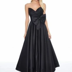 Ashleylauren Ashley Lauren 1775 Tea Length Satin A Line Prom Dress With Bow Evening Gown