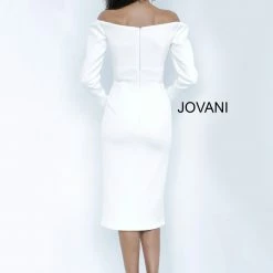 Jovani 3570 Off The Shoulder Long Sleeve Cocktail Dress