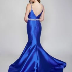 In Stock Nina Canacci 2318 Long Mermaid Prom Dress Pageant Gown Mikado Satin