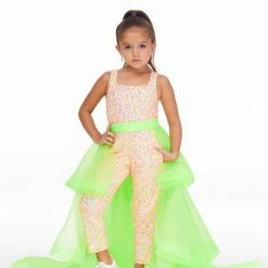 In Stock Ashley Lauren 8065 Hot Pink Kids Overskirt Tiered Organza Pageant Wear Sizes 4, 8