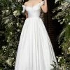 Jovani Bridal JB2500 Ivory Pleated A Line Ruffle Off The Shoulder Wedding Dress