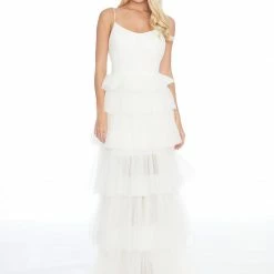 In Stock Ashley Lauren 1744 Blush Prom Dress Size 2 Ruffle Tiered Skirt Evening Gown