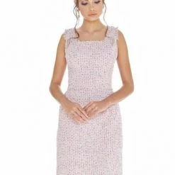 Ashleylauren Ashley Lauren 4280 Pink Tweed Cocktail Dress Square Neckline Above Knee Length 7 Ashleylauren Ashley Lauren 4280 Pink Tweed Cocktail Dress Square Neckline Above Knee Length