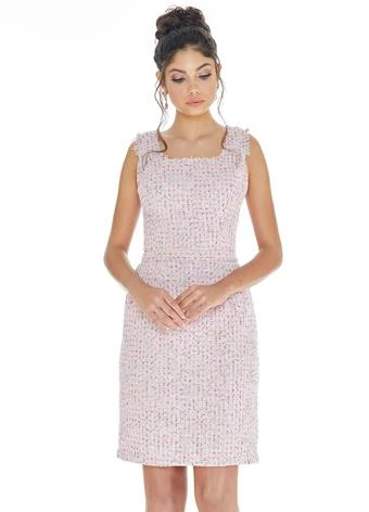 Ashleylauren Ashley Lauren 4280 Pink Tweed Cocktail Dress Square Neckline Above Knee Length 5 Ashleylauren Ashley Lauren 4280 Pink Tweed Cocktail Dress Square Neckline Above Knee Length