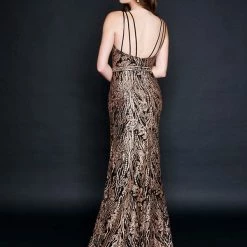 Nina Canacci 8203 Long Fitted Glitter Formal Prom Dress Evening Gown